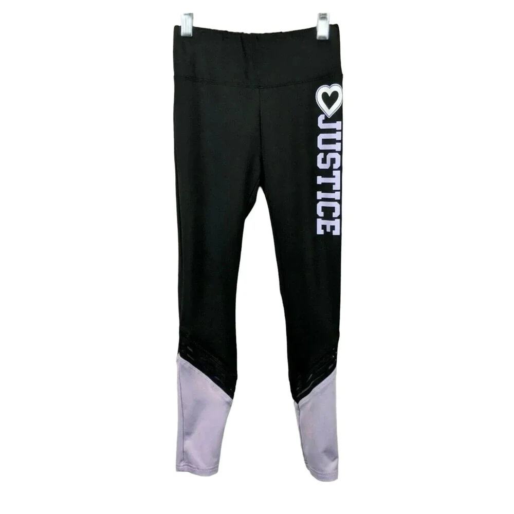 Justice Active Legging Girls Size 10 Athleisure Athletic Yoga Black Purple